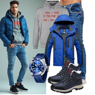 Outfit mit Grau/Hellgrau/Dunkelrot/Dunkelgrau/Rot Fleece Pullover/KapuzenPullover/Sport Hoodie/Ausgefallener Hoodie/Vintage Hoodie/Hoodie/Partner Hoodie/Damen Pullover/Unisex Hoodie Shirtracer "Freizeit Outfit"