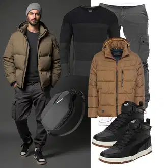 Outfit mit Schwarz WollPullover Blend "Freizeit Outfit"