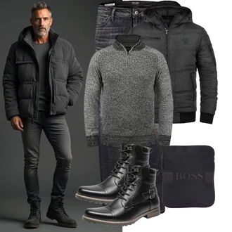 Softshell Outfit mit Windbreaker Jacke/Teddy Jacke b BLEND "Freizeit Outfit"