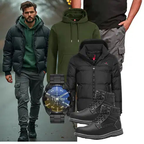 Schwarz Winter Stiefel/Wattierte Stiefel/Klassischer Stiefel/Schnürstiefelette/Stiefel Mit Reißverschluss/Winter Stiefelette/Gefütterte Stiefelette/Wasserfester Schuh/Wasserdichter Stiefel/Winter Sneaker/Herren Lederschuhe ANALEAF kombinieren