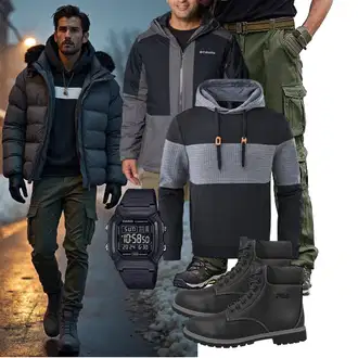 Outfit mit Dunkelgrün/Khaki/Grün CargoHose/Capri/Cargo Short Breampot "Freizeit Outfit"