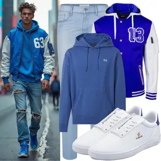 Casual Outfits Elegant mit Blau/Hellblau/Dunkelblau Slim Fit Jeans/Leder Schuhe/Lederjacke/Tapered-Jeans/Low Rise Jean/Push up Jeans/Knöchelstiefel/Low Waist Jean/Jeans mit Schlitz/Cropped Jeans Tommy Hilfiger "Freizeit Outfit"Look: Leger, Empire, Coole, Moderne, Italienische, Schön, Nahtlos, Elegant, Old Money
