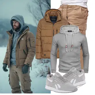 Outfit mit Khaki/Beige Boyfriend Hose/Jogger Hose/FreizeitHose/Cargo-JoggingHose/CargoHose/Kurze Hose/Capri/Cargo Short PITTMAN "Freizeit Outfit"