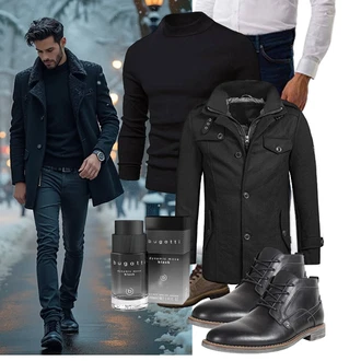 Outfit mit Blau Wintermantel/Winter Parka Indicode Jeans "Freizeit Outfit"