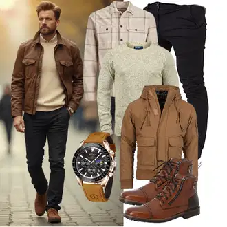 Outfit mit Beige WollPullover Blend "Freizeit Outfit"