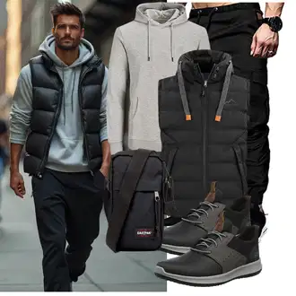 Elegant Outfit mit Schwarz/Khaki FreizeitHose/SportHose/WinterHose/Jogger Hose/CargoHose/Cargo-JoggingHose/Capri/Cargo Short Elegancity "Freizeit Outfit"Look: Casual, Schick, Uni, Goa, Stil, Techno, Hip Hop, Coole, Rap, Workwear, Streetwear, Smart Casual, Unisex, Trendige, Elegant