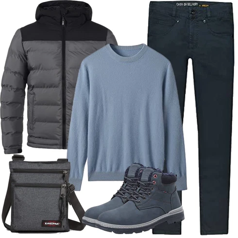 Blau/Dunkelblau/Grau/Hellblau Wattierte Stiefel/Klassischer Stiefel/Winter Stiefelette/Wasserdichter Stiefel/Gefütterte Stiefelette/Winter Sneaker/Herren Lederschuhe/Wasserfester Schuh ASTERO ASTERO kombinieren
