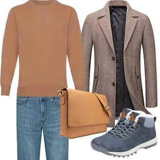 Herbst Outfit mit Grau/Blau/Dunkelblau/Hellblau Wasserdichter Stiefel/Wasserdichter Outdoorschuh/Herren Lederschuhe/Trekkingstiefel/Winter Sneaker/Wasserfester Schuh Mishansha "Herbst Outfits"