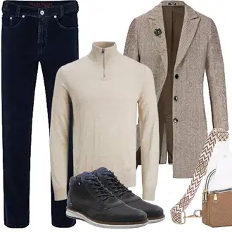 Mit Bauch Outfit mit Braun/Beige Gürteltasche/Handytasche/Gürteltasche/Schultertasche/Umhängetasche Suweir "Herbst Outfits"