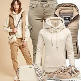 outfit mit Rjava/Črna/Siva/Khaki/Bež/Temno rjava Dolg Brezrokavnik/Puhasti Brezrokavnik answear lab "Jesenska obleka za vsakdanjo uporabo"