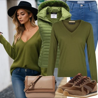Boho Outfit sa Smeđa Tradicionalna torba/Torba Za Preko Ramena/plišana Teddy torba/Torba preko ramena/Mala Torbica/Torba za rame/Torbica Lascana "Jesenska odjeća za svakodnevno nošenje"Look: Boho, cool, Vintage, Prekrasan