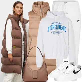 Kombinacije za zimu Ležerno sa Krem/Bijela Tenisica s platformom/Debele Tenisice Big Star "Jesenska odjeća za svakodnevno nošenje"Look: Streetwear, Estetika, Atraktivan, Ležerno, Boja, Prevelik, Sportski, Trendi, Unisex