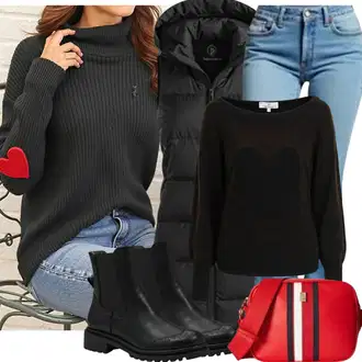 Outfit sa Siva/Crna/Tamnosiva Zimska Haljina dugih rukava/Džemper Haljina/Platnena Haljina Dugih Rukava/Pletena Haljina/Haljina S Visokim Ovratnikom/Zimska Pletena Haljina Pull&Bear "Jesenski izgled"