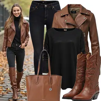 outfit mit Črna Ozke Kavbojke/Ženske 7/8 Kavbojke/Motoristične Kavbojke/Kavbojke Visokega Pasu/Kavbojke z Razporkom/Push up Kavbojke/Usnjena Jakna/Usnjene Čevlje/Termodžinsi/Zimska jakna Polo Ralph Lauren "Jesenski videz"