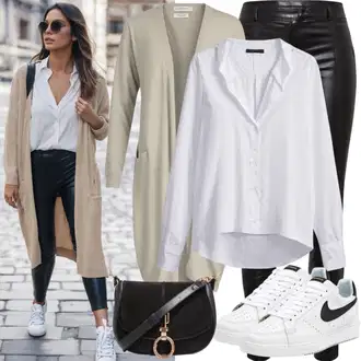 Style Outfits Western mit Rjava/Bež/Škrlatna Dolge jopice Trendyol, Siva/Bela/Rjava Bluza s Potiskom/Bluza z Vzorcem/Poslovna Bluza/Bluza s Stoječim Ovratnikom/Bluza S Lijakastim Ovratnikom/Bluzasti Body Trendyol "Jesenski Videz"Look: Romantičen, Univerzitetni, Kul, Stari denar, Western, Boho, Eleganten, Modernen, Oven, Jazz, Poslovna, Pisarna, Francoski