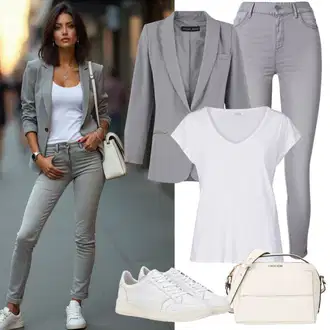 Outfit sa Krem/Bijela Majica za plažu/Majica za plažu/Predimenzionirana majica/Top za plažu/Tunika za Plažu/Pulover za plažu DAY BIRGER ET MIKKELSEN "Lagani Outfit"
