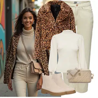 S Pertlanjem Outfit sa Bež/Kaki Traperice Ravne Nogavice/Culotte Traperice/Formalna Košulja/Dad Traperice/Traperice Opuštenog Kroja/Traperice s Prorezom/Mom Jean/Skraćene Traperice/Vintage traperice/Boyfriend Jeans/Girlfriend Traperice/Ženske Traperice 7/8 Dužine JdY "Trendi zimski outfit"