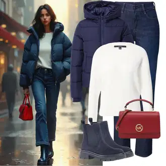 Premium Outfit sa Plava/Tamnoplava/Svjetloplava Hlače s Prorezom/Ravna Hlača/Uske Hlača/Traper Tajice/Bootcut Hlača/Skinny Hlače/Jeggings G-Star Raw "Cool zimski outfit"Look: Rap, Stil, Običan, Premium, Old Money, Ležerno, Vanjski, cool