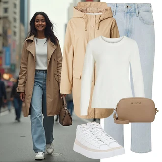 Outfity s "mom" džínami Zima s Bílá/Krémová Basic Svetr/Svetr Carmen/Kašmírový Svetr/Svetr z Jemné Pleteniny/Kašmírový Svetr/Svetr s Kulatým Výstřihem/Jednoduchý Svetr/Termo Svetr/Vlněný Svetr Vila "Perfektní na zimu"