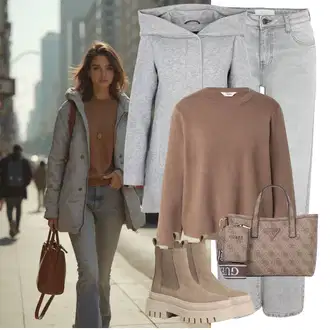 S Pertlanjem Outfit sa Siva/Svjetlosiva Boyfriend Jeans/Traperice Opuštenog Kroja/Mom Jean/Traperice s Prorezom/Vintage traperice/Zimska jakna/Traperice Standardnog Kroja/Traperice Ravne Nogavice/Formalna Košulja/Girlfriend Traperice/Dad Traperice Noisy may "Zimski look"