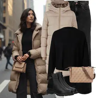 Outfit sa Crna Traperice Široke Nogavice/Trapez Traperice/High Waist Traperice/Culotte Traperice/Traperice s Prorezom/Traperice Opuštenog Kroja Only "Zimski Outfit"