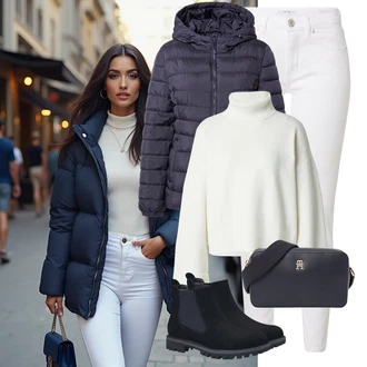 Kombinacije od trapera Zima sa Tamnoplava/Svjetloplava About You "Outfit za zimu"