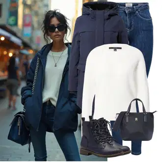 Kombinacije od trapera Zima sa TamnoPlava/Plava Zimska Jakna/Parka Prijelazna Jakna/Zimska Parka Only "Zimski Outfit"
