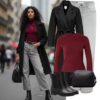 S Pertlanjem Outfit sa Siva/Svjetlosiva Boyfriend Jeans/Traperice Opuštenog Kroja/Mom Jean/Traperice s Prorezom/Vintage traperice/Zimska jakna/Traperice Standardnog Kroja/Traperice Ravne Nogavice/Formalna Košulja/Girlfriend Traperice/Dad Traperice Noisy may "Zimski Outfit"