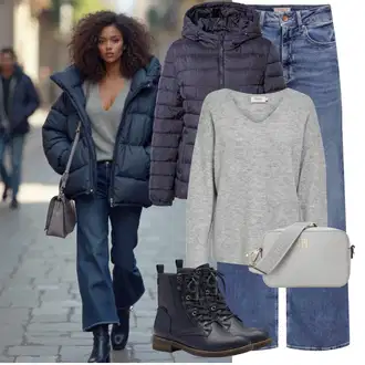 Kombinacije za zabavu S oblinama sa Siva/Svjetlosiva Pletivo Veći Broj Only "Zimski look"