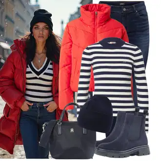 Kombinacije od trapera Zima sa TamnoPlava/Plava Šilterica/Zimska kapa/Kapa about you x toni garrn "Zimski look"