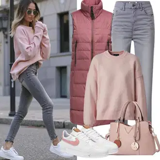 S Pertlanjem Outfit sa Siva/Svjetlosiva Skraćene Traperice/Girlfriend Traperice/Traperice Standardnog Kroja/Sužene Traperice/Traperice Ravne Nogavice/Traperice Slim Kroja/Boyfriend Jeans/Čizma do Gležnja/Mom Jean/Ženske Traperice 7/8 Dužine/Traperice s Prorezom/Formalna Košulja/Zimska jakna Drykorn "Modni izgled za jesen"