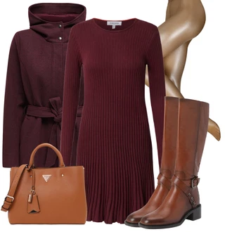 Outfity na zimu Ke kolenům Viskóza s Fialová/Tmavě červená/Vínová Edited "Módní zimní outfit"