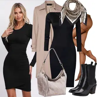 Kombinacije s suknjom i čizmama "Modni zimski outfit"
