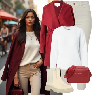 Outfity s "mom" džínami s Béžová/Khaki/Krémová Chelsea Boty/Kožená bunda/Gumová Kotníková Bota About You "Zimní Outfit"