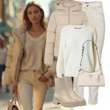 Hnědé dlouhé high waist džíny outfity image