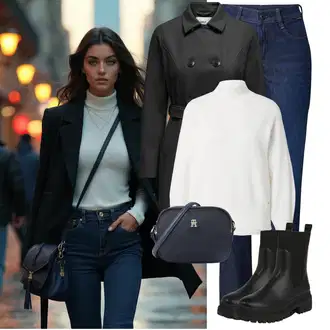 Premium Outfit sa Plava/Tamnoplava/Svjetloplava Hlače s Prorezom/Ravna Hlača/Uske Hlača/Traper Tajice/Bootcut Hlača/Skinny Hlače/Jeggings G-Star Raw "Moderan zimski outfit"Look: Rap, Stil, Običan, Premium, Old Money, Ležerno, Vanjski, cool