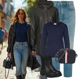 Outfity s Boyfriend džínami Tmavě modré image