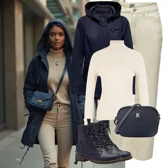Kombinacije za zabavu S oblinama sa Bijela/Bež/Smeđa/Kaki Pletivo Veći Broj Only "Zimski look"