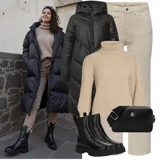 S Pertlanjem Outfit sa Bež/Kaki Girlfriend Traperice/Ženske Traperice 7/8 Dužine/Formalna Košulja/Dad Traperice/Traperice Standardnog Kroja/Mom Jean/Traperice Opuštenog Kroja/Traperice Ravne Nogavice/Skraćene Traperice Only "Savršen za zimu"