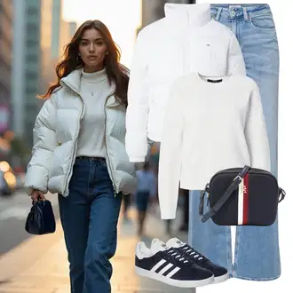 Stil Outfit sa Svjetloplava Traperice Široke Nogavice/Ženske Traperice 7/8 Dužine/Dad Traperice/Traperice s Prorezom/Culotte Traperice/Vintage traperice/Traperice Opuštenog Kroja/Trapez Traperice/Muška majica/Skraćene Traperice Only "Cool zimski outfit"