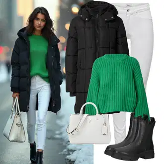 S zakovicama Outfit sa Crna Chelsea Gležnjača/Kožna Jakna Tamaris "Savršen za zimu"Look: Trekking, Jahanje, Skating, S zakovicama