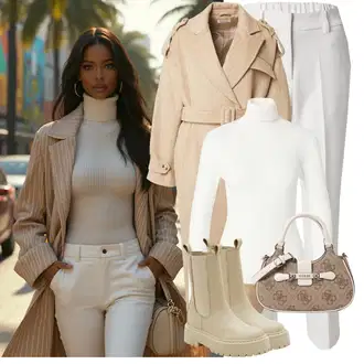 S remenom Outfit sa Bež/Smeđa/Kaki Prijelazni Kaput/Midi Kaput/Kaput od Kašmira/Dugi Kaput/Baloner/Trenč Kaput/Dugi Zimski Kaput/Dugi kaput/Vintage Kaput Edited "Elegantan zimski outfit"
