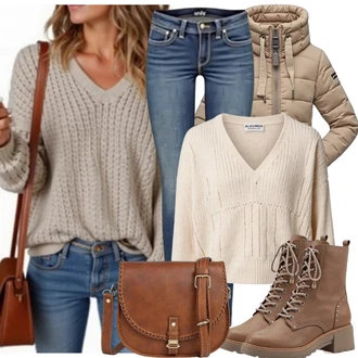 Chic outfity Zima s Khaki/Béžová Nafukovací Bund/Neobvyklá bunda/Zimní Bund/Letní peřová bunda/Puchová Bund/Přechodné Bundy iets frans "Perfektní pro zimu"