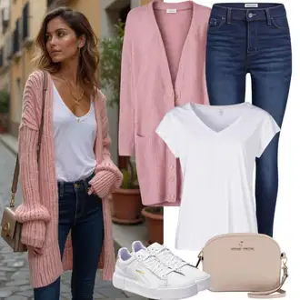 Outfity pro zábavu Svatba s Krémová/Oranžová/Bílá Úzká teniska/Nízká Teniska/Kožené tenisky Tommy Hilfiger "Podzimní outfit pro každodenní nošení"Look: Bar, Pohřeb, Koncert, Galavečer, Ibiza, Nový Rok, Rave, Škola, Valentýn, Svatba