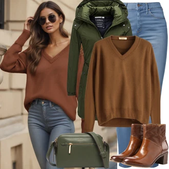 Outfit s Hnědá/Béžová/Šedá Kozačka Bota na Platformě/Bota na platformě Public Desire "Podzimní outfit pro každodenní nošení"