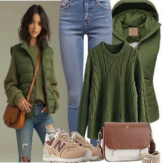 Outfit s Hnědá/Oranžová Teniska Kožené Tenisky/Úzká Teniska/Teniska teddy/Nízká Teniska Kazar "Podzimní outfit pro každodenní nošení"