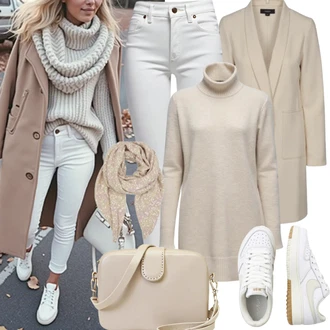 Outfit s Šedá/Béžová/Hnědá/Khaki Vlněný Kabát/Dlouhý kabát/Dlouhý Kabát/Zimní Kabát Vlněný kabát/Kašmírový Kabát/Lodenový kabát/Midi Kabát Only "Podzimní vzhled"