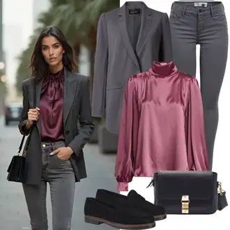 Classy outfits mit Črna/Temno siva Kavbojke Usnjena Jakna/Ozke Kavbojke/Usnjene Čevlje/Kavbojke z Razporkom/Kavbojke Visokega Pasu/Motoristične Kavbojke/Kavbojka z Nizkim Pasom Emporio Armani "Popoln za jesen"