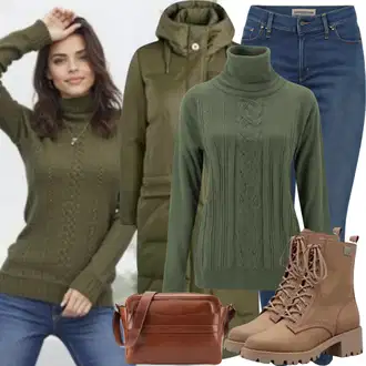 vypchaný Outfit sa Tamnoplava/Plava Kožna Jakna/Zimska jakna/Push-up Traperice/Kožne Cipele/High Waist Traperice/Termo Traperice Noisy may "Savršeno za zimu"