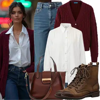 S Pertlanjem Outfit sa Tamnoplava/Plava/Svjetloplava Mom Jean/Ženske Traperice 7/8 Dužine/Traperice Ravne Nogavice/Skraćene Traperice/Termo Traperice/Muška Kožna Jakna/Formalna Košulja/Dad Traperice/Trenerke Traperice/Vrećaste Traperice/Sportske cipele/Traperice Opuštenog Kroja jjxx "Slobodno vrijeme Outfits"